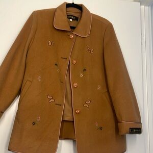 VINTAGE Embroidered 100% Wool jacket - brown
